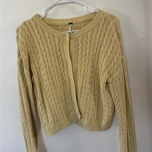 YFB Cable Knit yellow cardigan